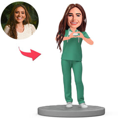 Female Doctor Hands in Heart Pose Custom Bobbleheads