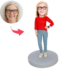 Red Clothes Female Custom Bobbleheads