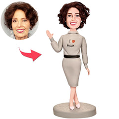 I Love Mom Fashion Woman Custom Bobbleheads