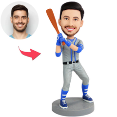 Male Baseball Player with Baseball Bat Custom Bobbleheads