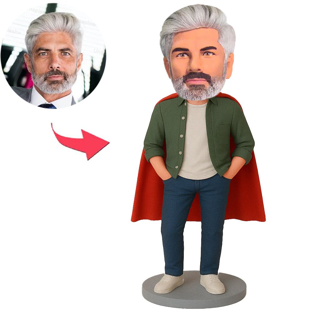 Man in Green Jacket And Cape Custom Bobbleheads