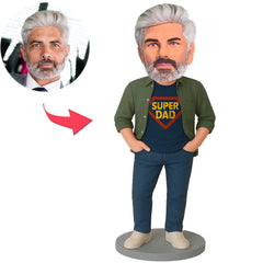 Super Dad in Green Jacket Custom Bobbleheads