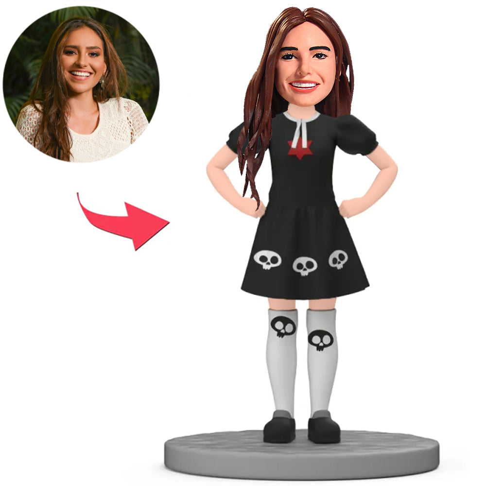 Black Dress with Skull Women Custom Bobbleheads