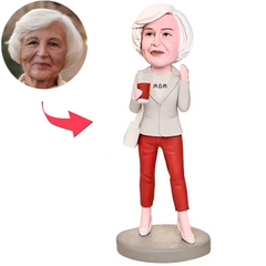 Mom Carrying Bag and Holding Cup Custom Bobbleheads