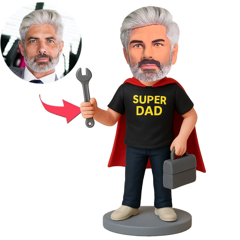 Super Dad Holding Wrench Custom Bobbleheads