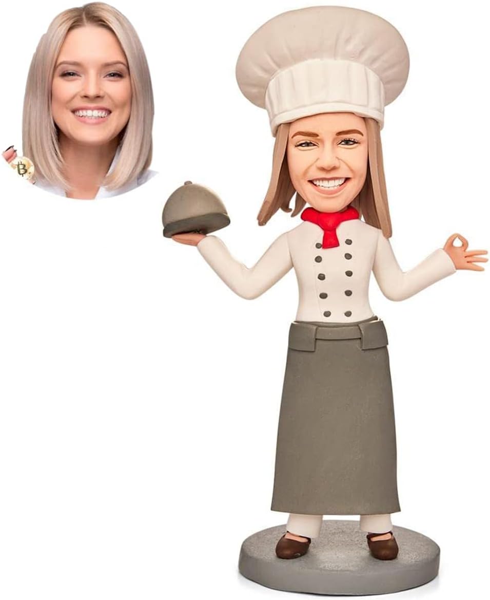 Female Chef Custom Bobbleheads with Chef Hat