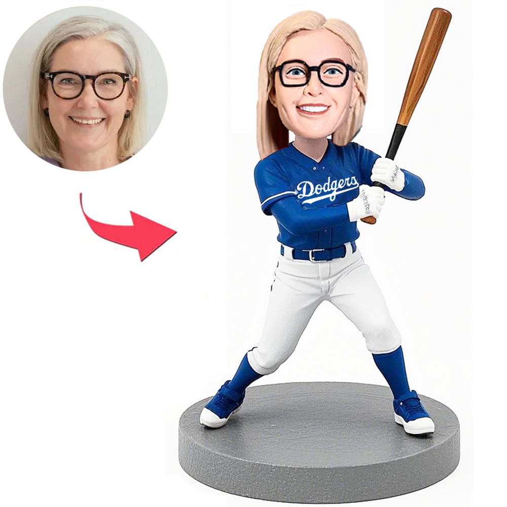 LA Dodgers Fans Woman Baseball Player Custom Bobbleheads