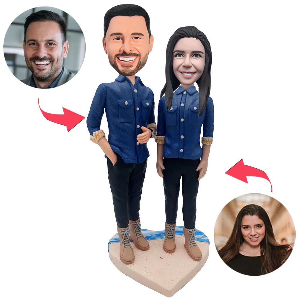 Custom Bobbleheads Couple Standing By The Beach