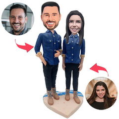 Custom Bobbleheads Couple Standing By The Beach
