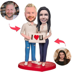 The Couple with The I LOVE U Sign Custom Bobblehead