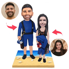 Wetsuit Beach Couple Custom Bobblehead