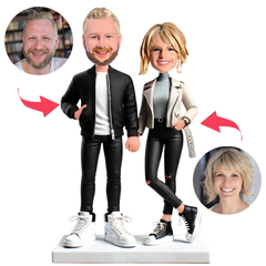Handsome Couple in Autumn Clothing Custom Bobbleheads