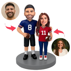 Football Couple Player Custom Bobbleheads