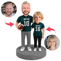 Philadelphia Eagles Fans Football Couple Player Custom Bobbleheads