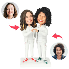 Couple Wearing Down Jackets Custom Bobbleheads