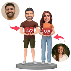 LOVE Heart Couple Custom Bobbleheads