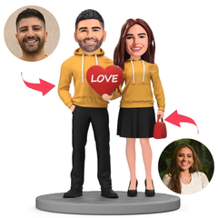 Couple Wearing Yellow Couple Clothes Custom Bobbleheads