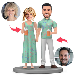 Couple Hold Beer in Hand Custom Bobbleheads