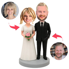Wedding Couple in Wedding Attire Custom Bobbleheads