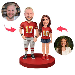 Kansas City Chiefs Couple Fans Custom Bobbleheads