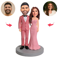 Couple Wore Pink Outfits Custom Bobbleheads