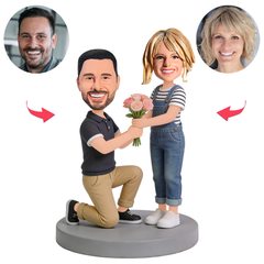 Couples Giving Flowers Custom Bobbleheads