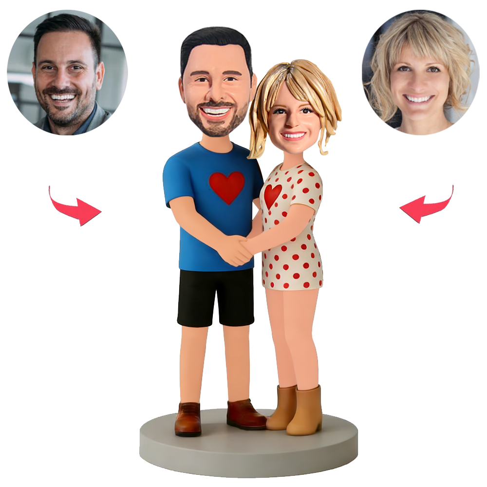 Couples Wearing Loungewear Custom Bobbleheads