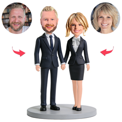 Business Suit Couple Holding Hands Custom Bobbleheads