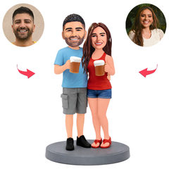 Couple in Green Surgical Gowns Custom Bobbleheads