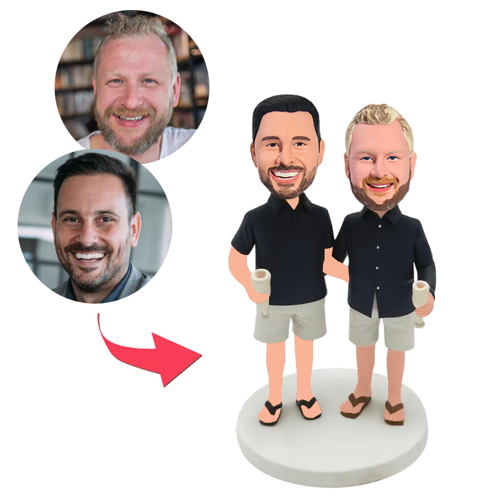 Black Shirt Couple Custom Bobbleheads