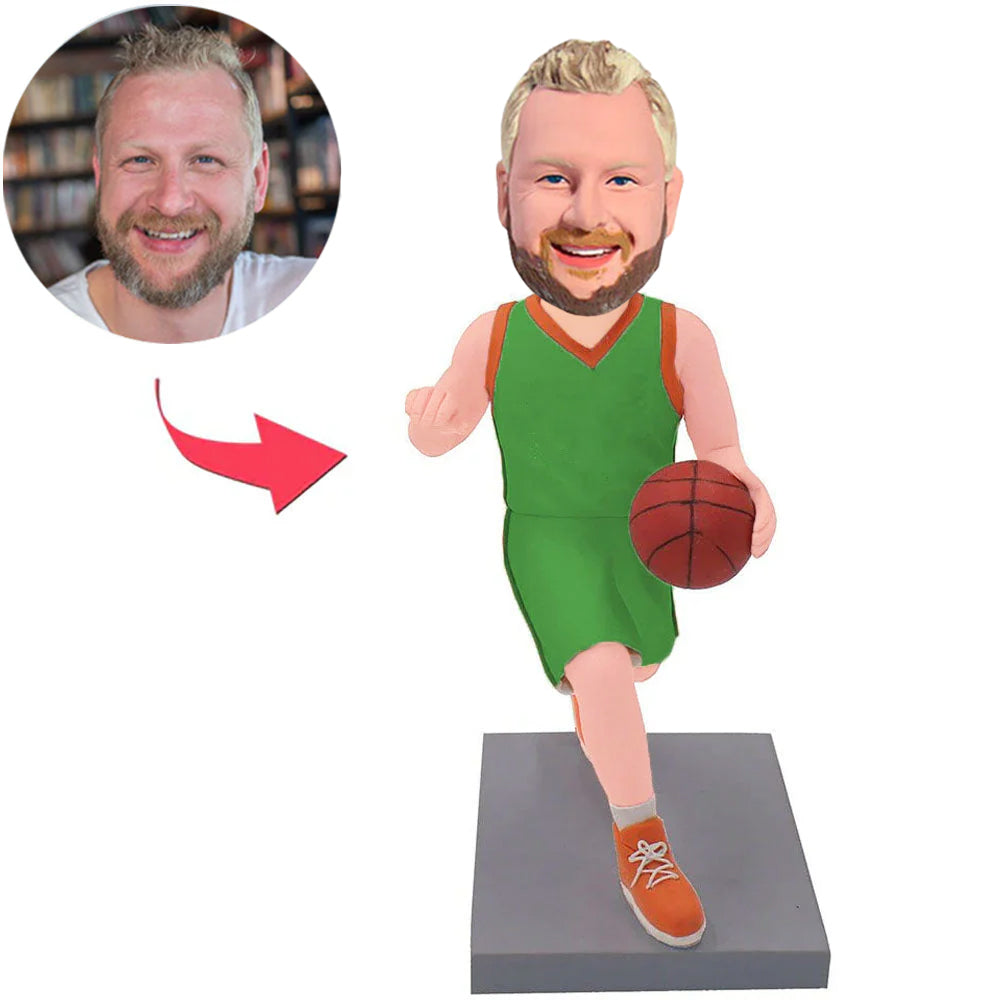 Green Suit Basketball Player Custom Bobbleheads