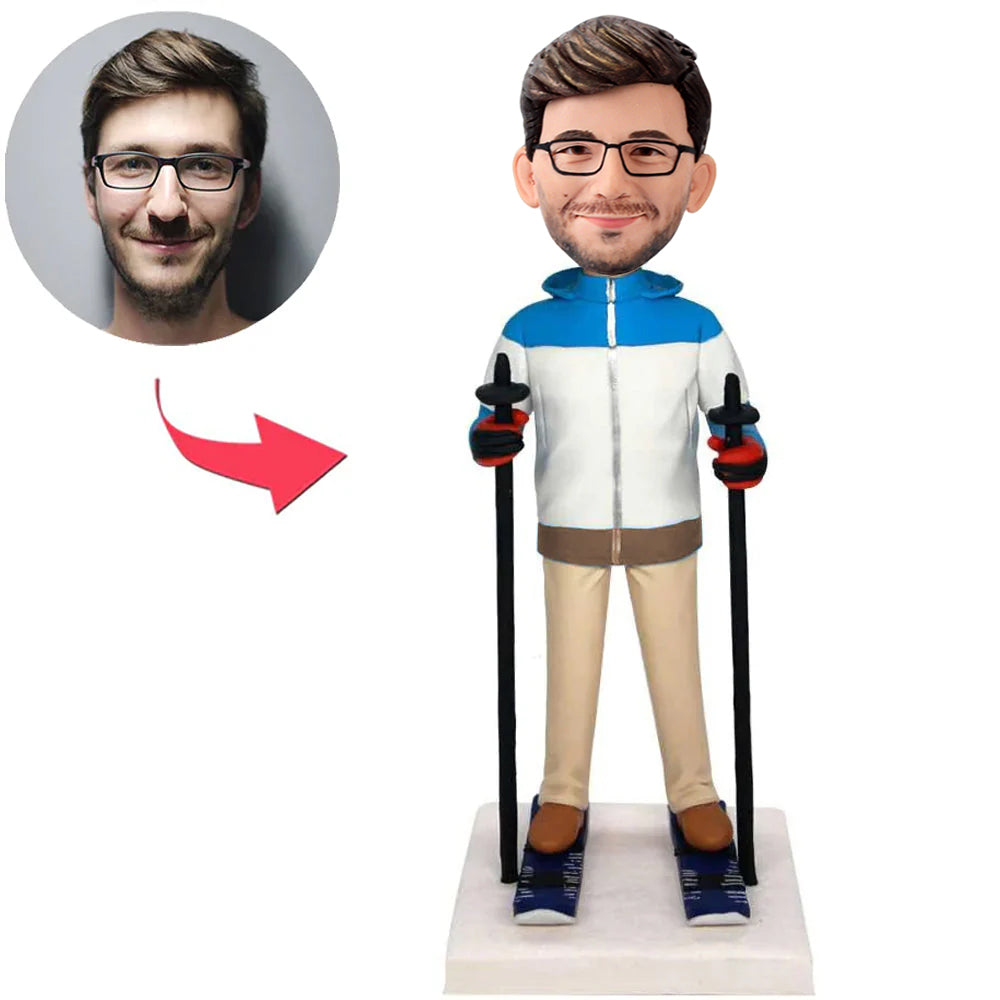 Happy Skiing Man Custom Bobbleheads