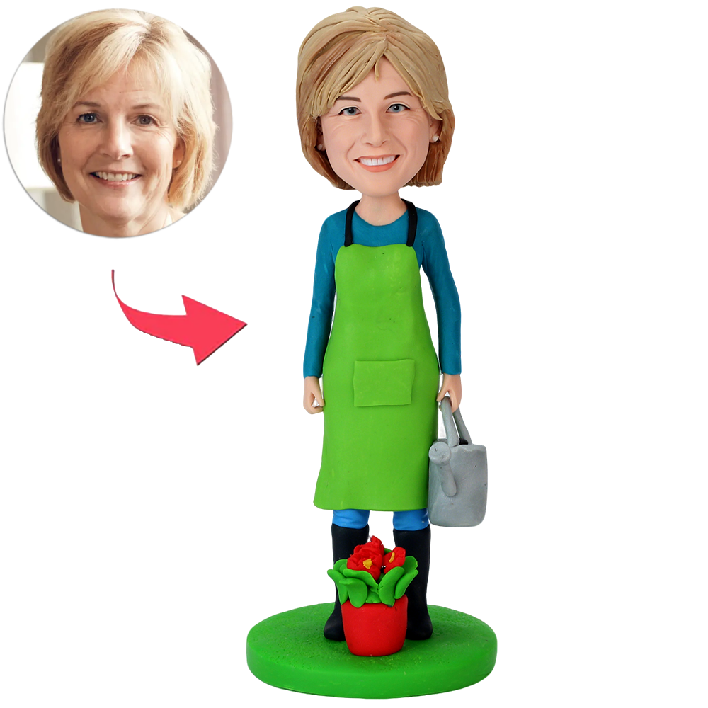 Woman Watering Flowers Custom Bobbleheads