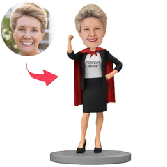 Mom in Skirt Suit with Cape Custom Bobbleheads