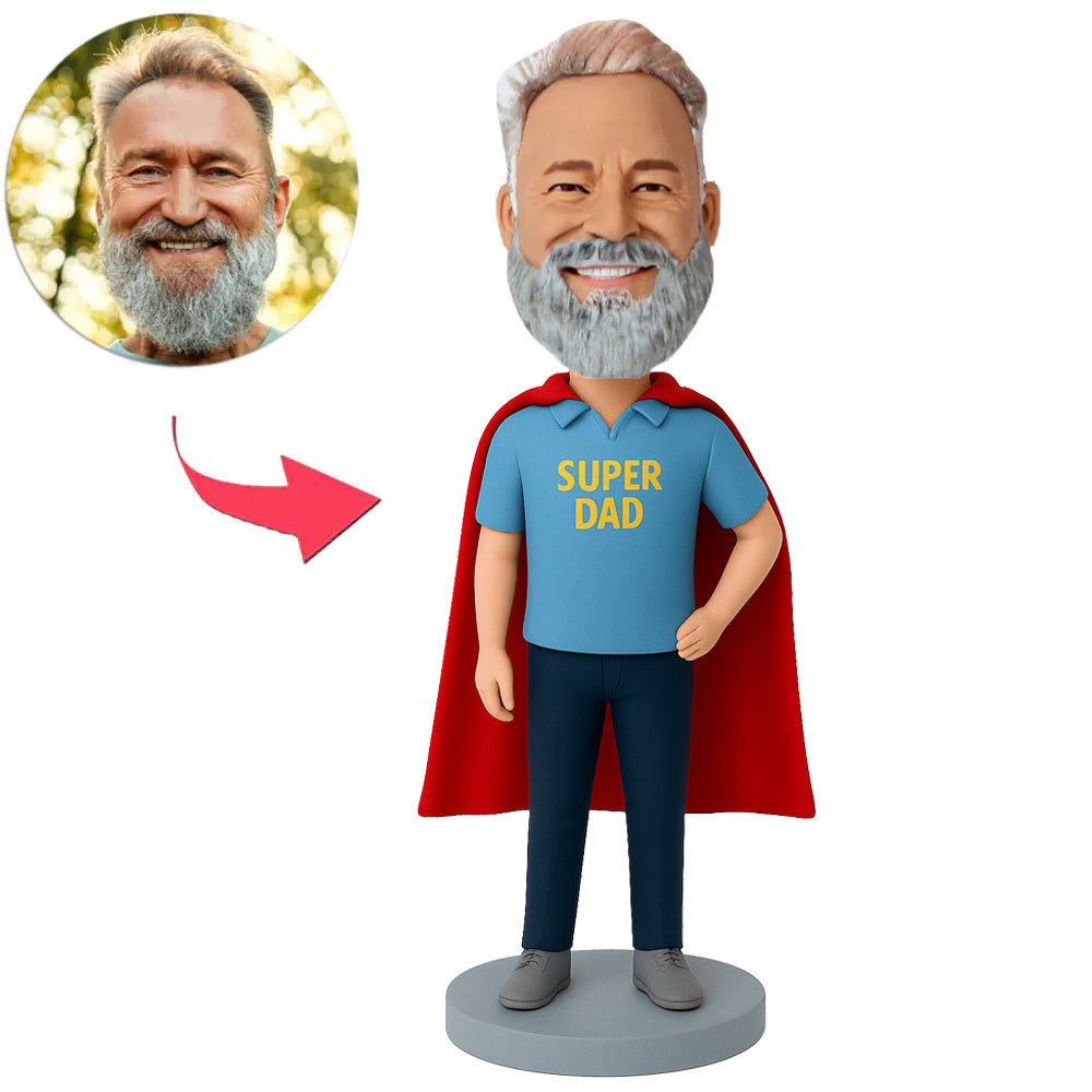 Light Blue Suit Super Dad Custom Bobbleheads
