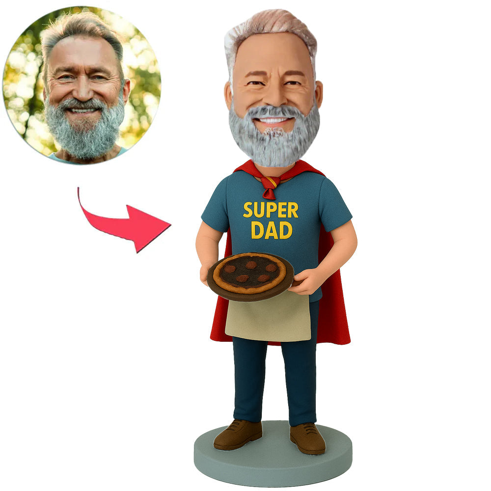Pizza Serving Super Dad Custom Bobbleheads