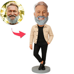 Man in Beige Jacket Custom Bobbleheads