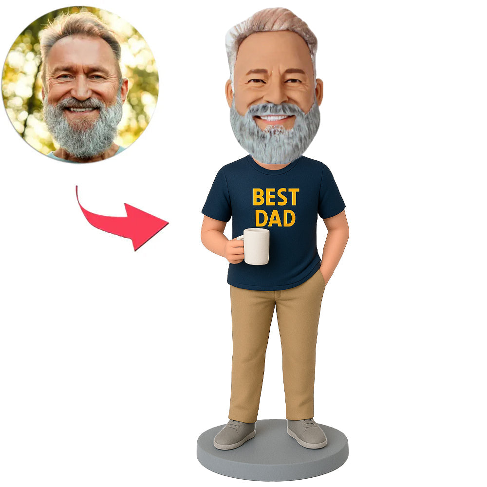 Best Dad Holding Cup Custom Bobbleheads