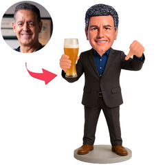 Man in Black Suit Holding Beer Custom Bobbleheads
