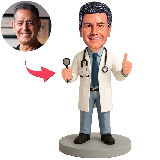 Doctor with Stethoscope Showing Thumbs Up Custom Bobbleheads