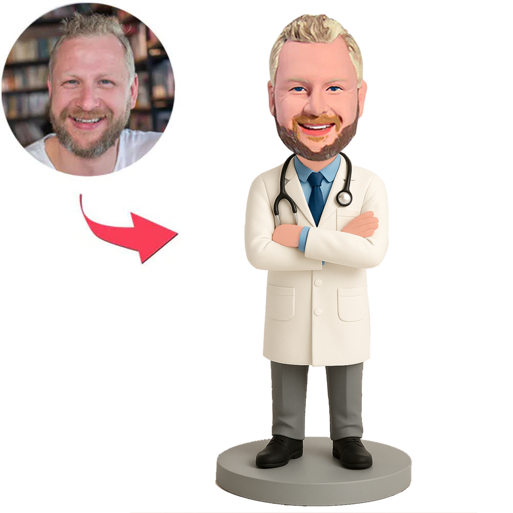 Male Doctor weith Folded Arms Custom Bobbleheads