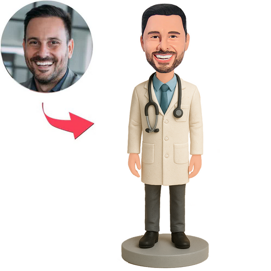 Doctor in White Coat with Stethoscope Custom Bobbleheads
