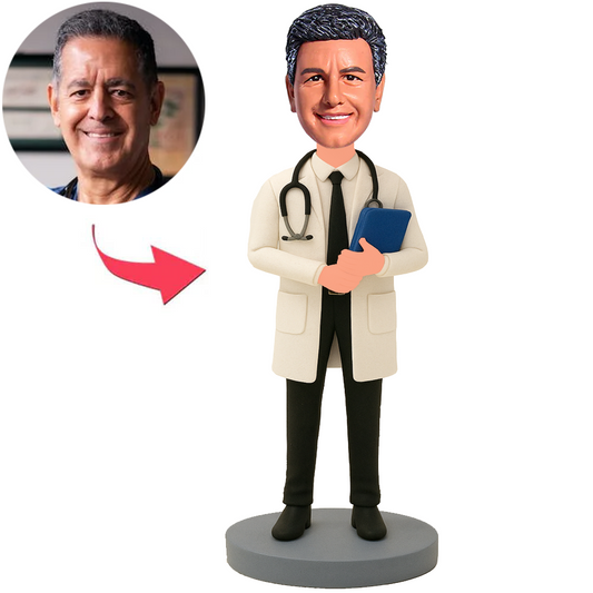 Male Doctor Holding Medical Record Folder Custom Bobbleheads