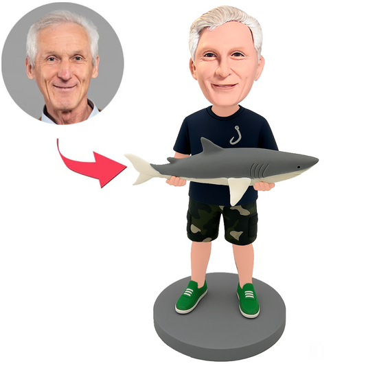 Man Holding Small Shark Custom Bobbleheads