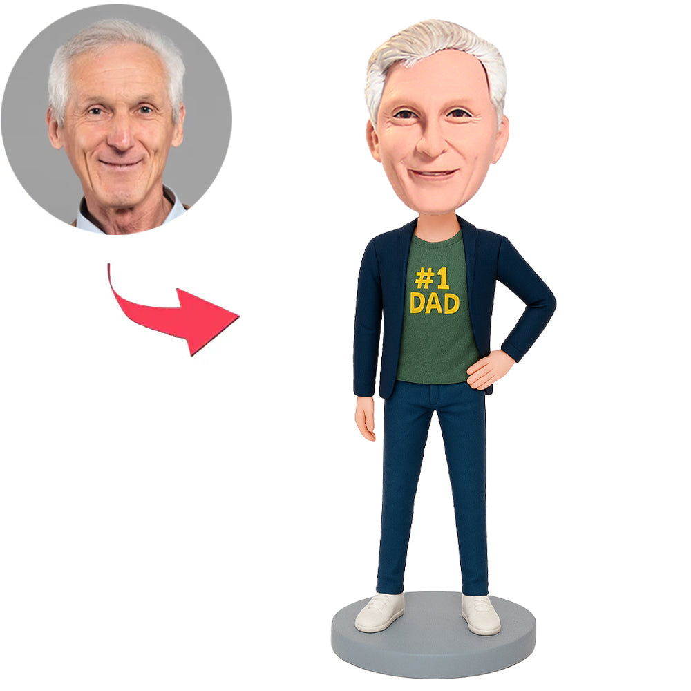 #1 Dad Dark Blue Suit Custom Bobbleheads