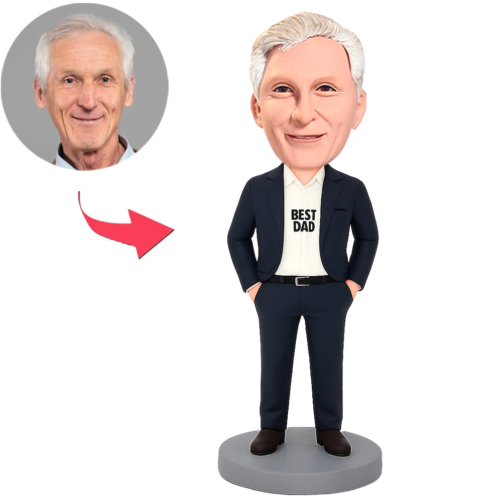 Best Dad in Blue Suit Custom Bobbleheads