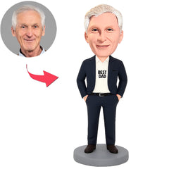 Best Dad in Blue Suit Custom Bobbleheads