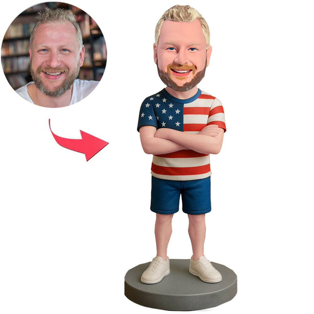 Man Wearing American Flag Clothing Custom Bobbleheads