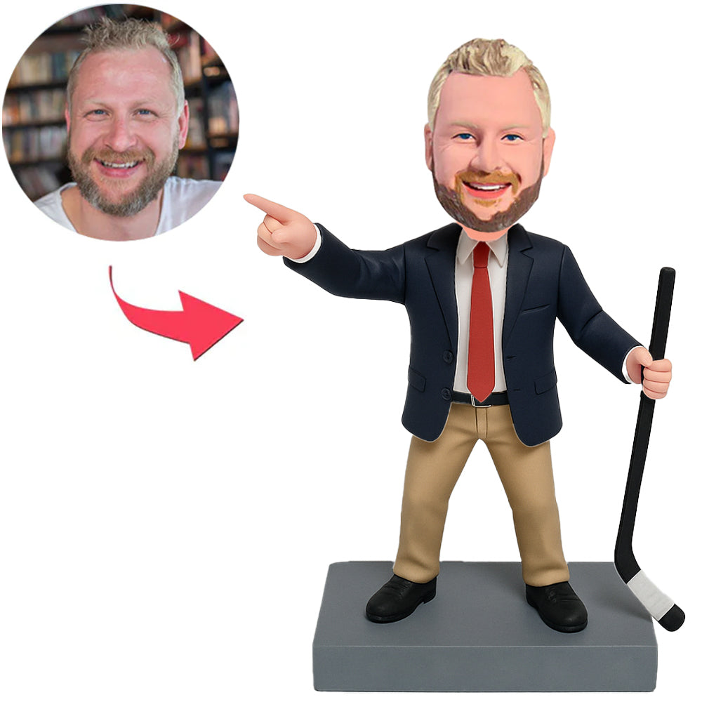 Hockey Coach in Suit Custom Bobbleheads