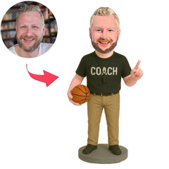 Basketball Coach Wearing Black Shirt Custom Bobbleheads